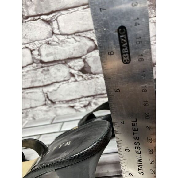 Walter Steiger Black Leather Python Print Heel Sandals Women’s Sz 8.5B US/39EU - Picture 11 of 16